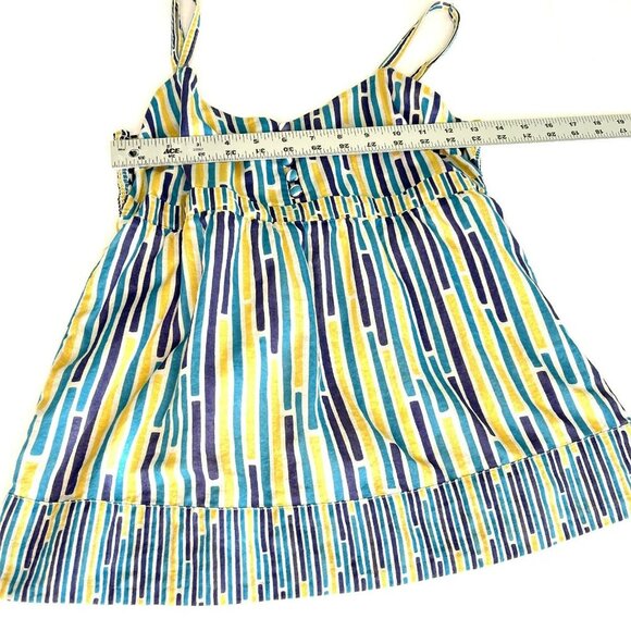 Fossil Babydoll Top Cami XS Striped Button Detail Lined Retro Y2K Preppy Beachy - Picture 8 of 8